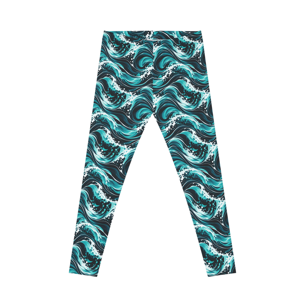 Wave Print Leggings — Teal Ocean All-Over Print Women's Leggings