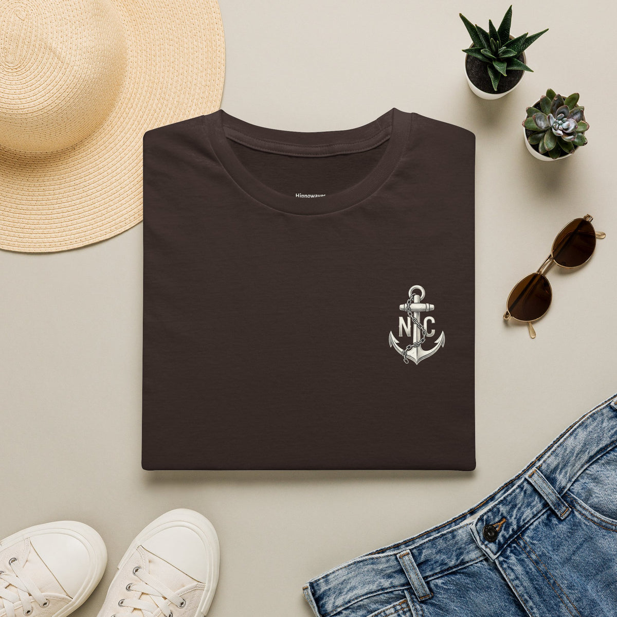 Carolina Coastal Night Tide T-Shirt — Vintage NC Anchor Chest Graphic Tee