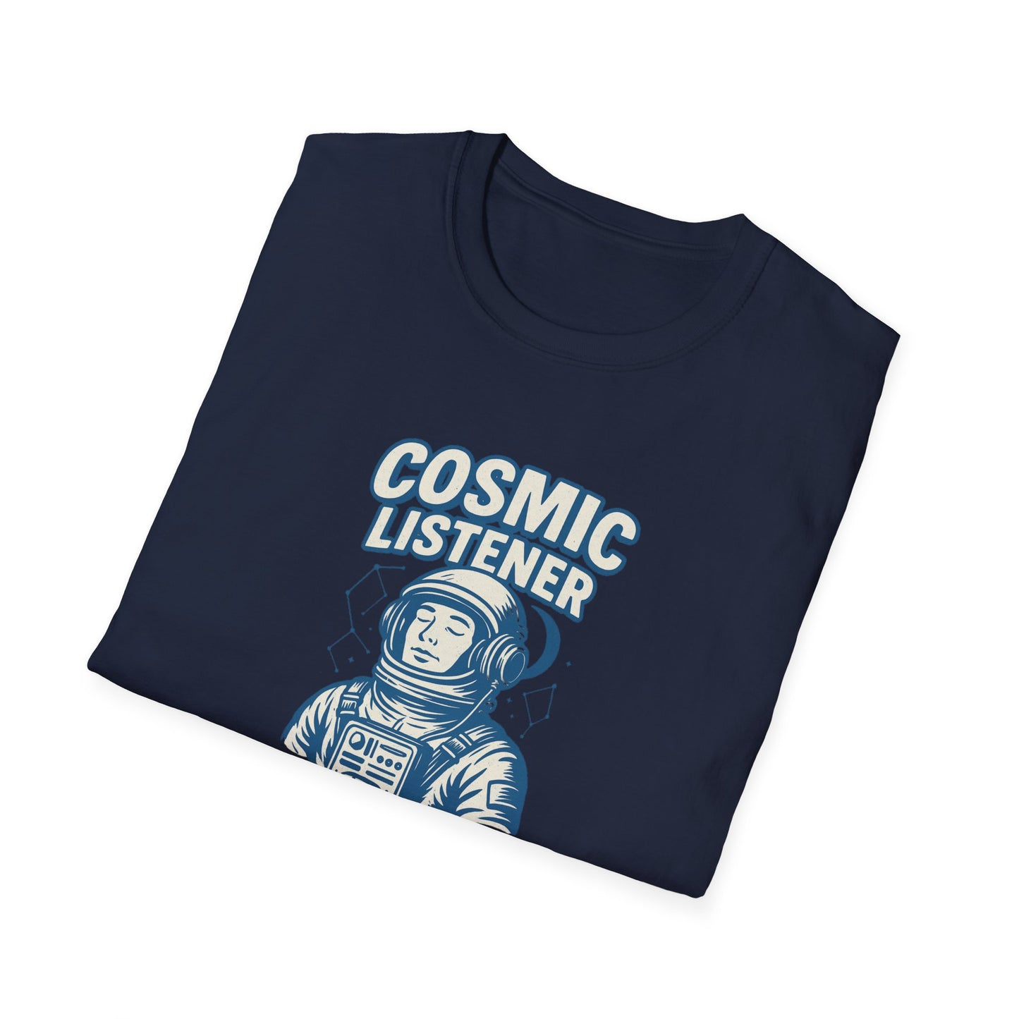 Cosmic Listener T-Shirt — Retro Astronaut Tee for Space Lovers