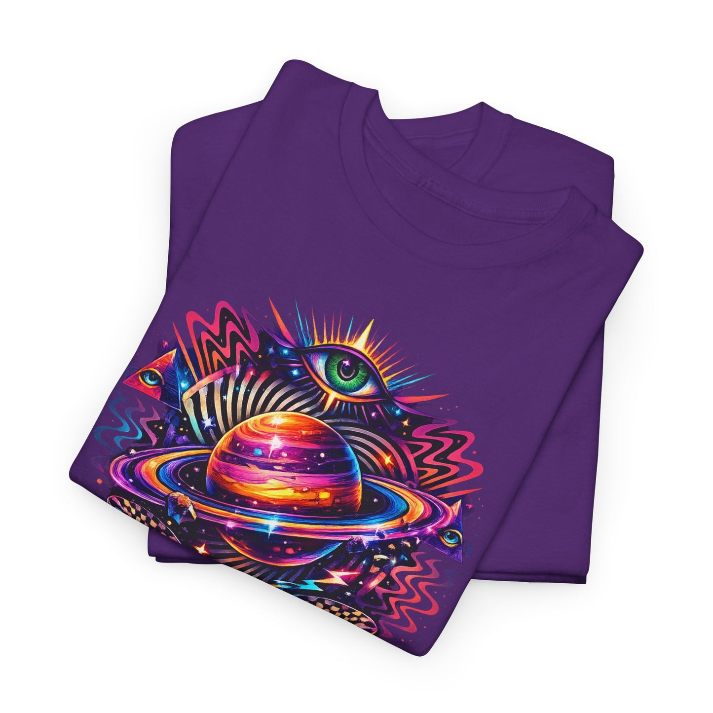 Cosmic Lotus Planet T‑Shirt — Psychedelic Saturn Graphic Tee