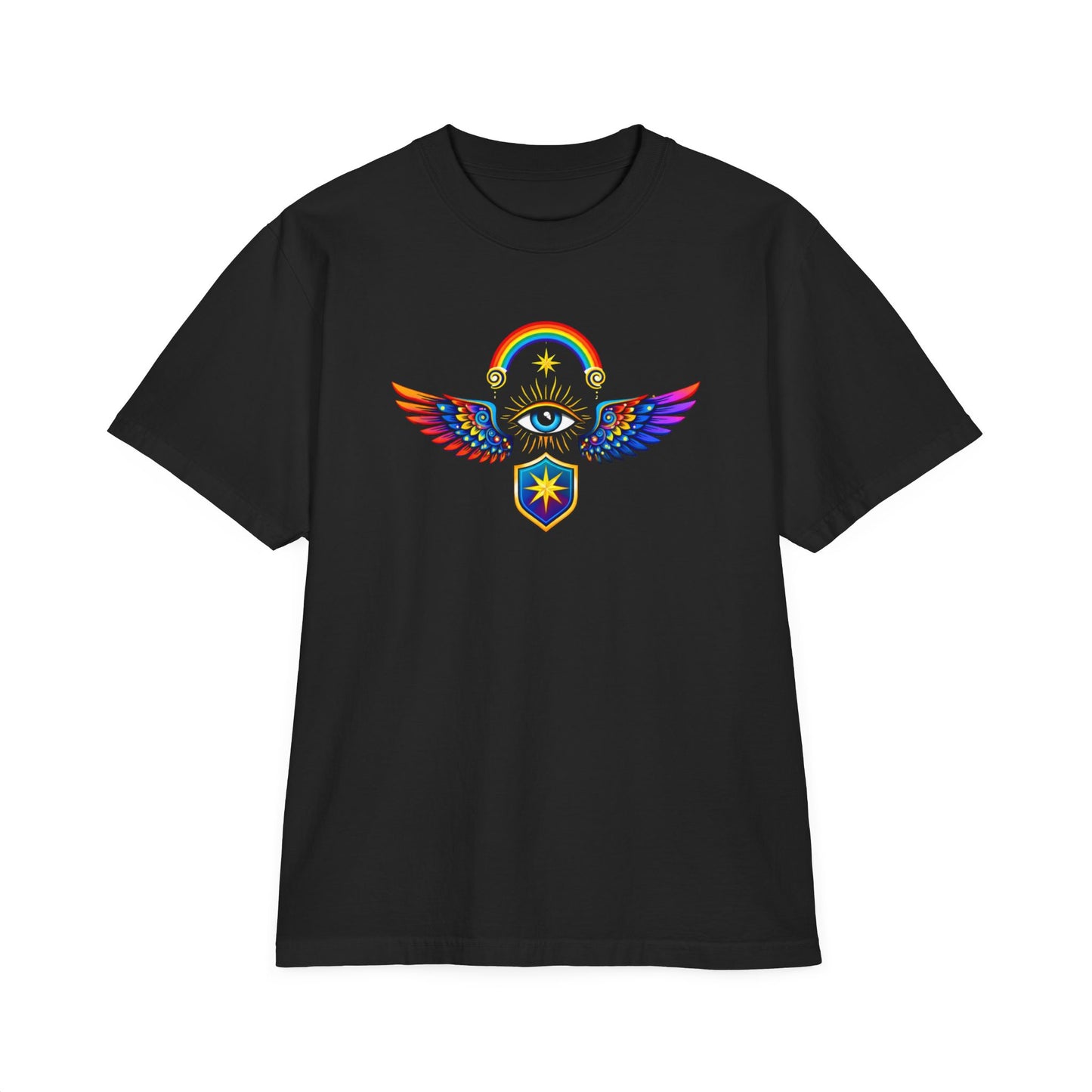 Mystic Rainbow Eye T-Shirt - Garment Dyed Drop Shoulder Tee