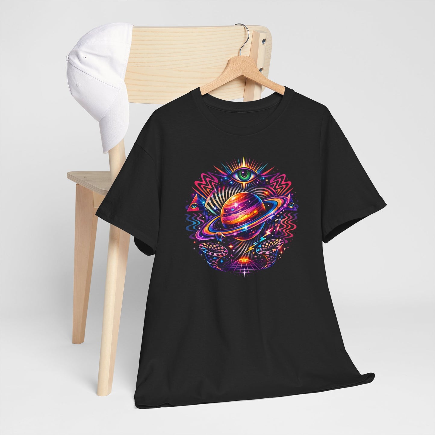 Cosmic Lotus Planet T‑Shirt — Psychedelic Saturn Graphic Tee