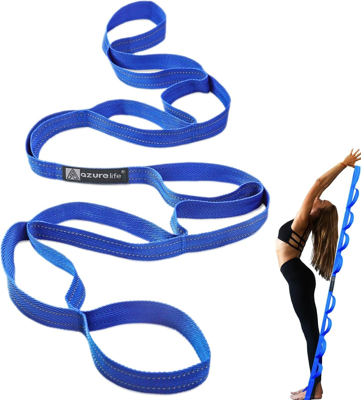 Premium Durable Stretch Straps with Loops, Stretching Strap for Physical Therapy, Multi-Loop Yoga Strap Fitness Exercise Strap for Yoga, Pilates, Dance, Flexibility&Exercise