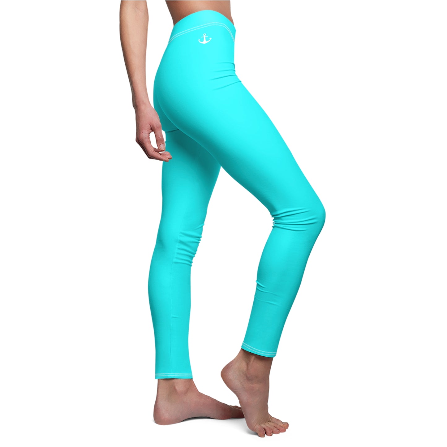 Turquoise Women's Casual Leggings — All-Over Print Stretch Leggings