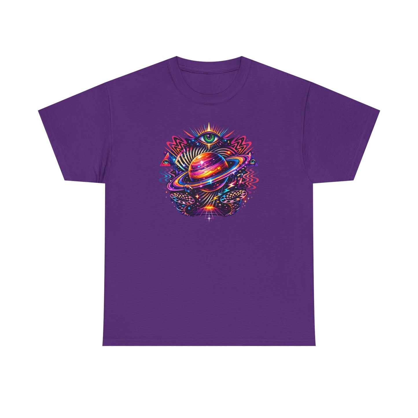 Cosmic Lotus Planet T‑Shirt — Psychedelic Saturn Graphic Tee