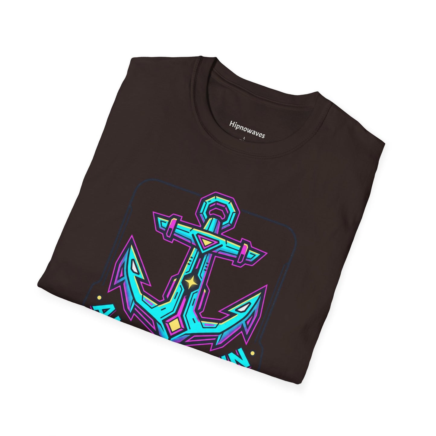 Anchored In — Neon Nautical Anchor Graphic Tee | Men's Crew Neck