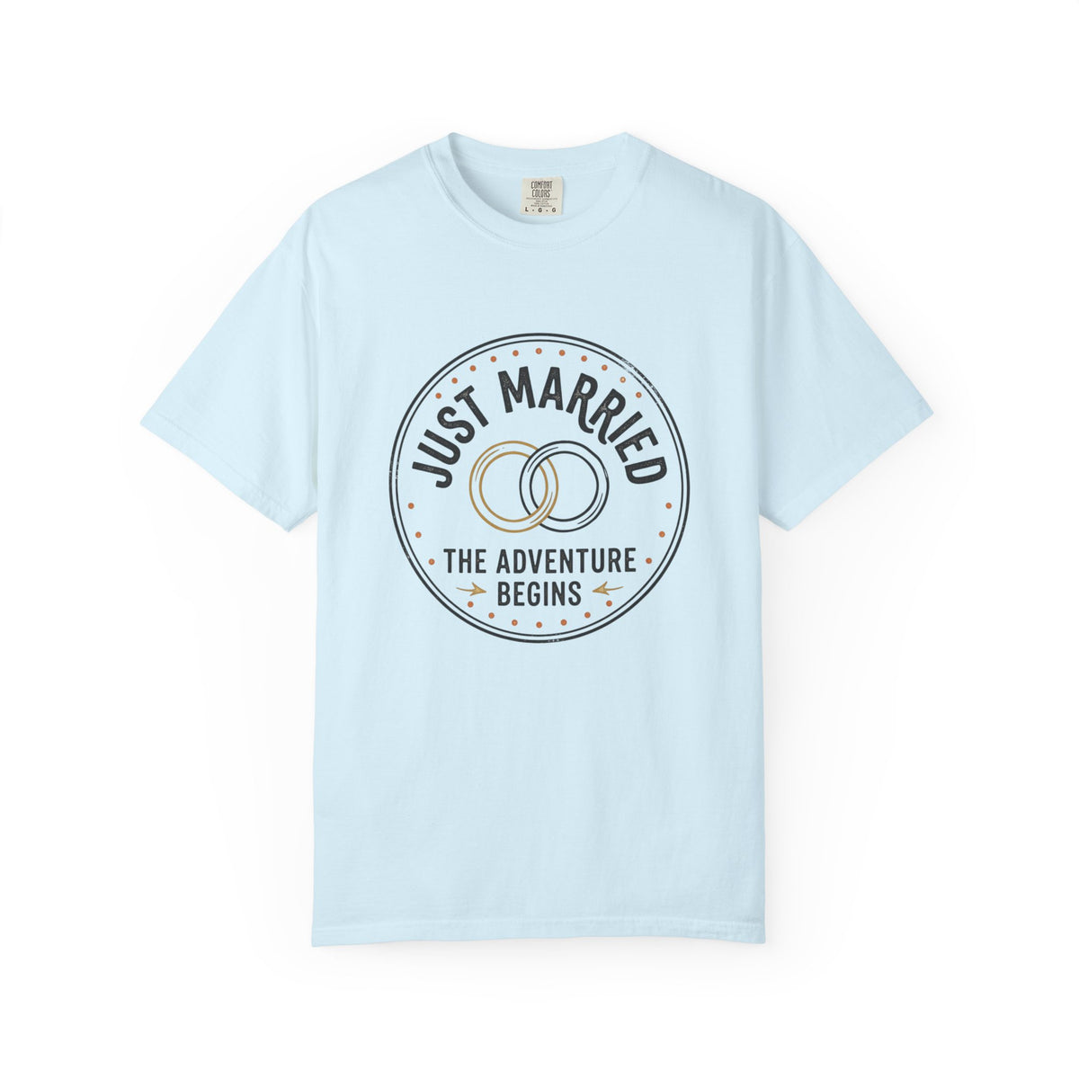 Just Married T-Shirt — The Adventure Begins Wedding Tee