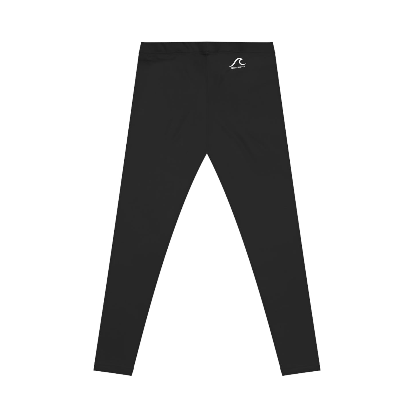 Black All-Over-Print Women's Leggings — Minimal Wave Logo, Comfortable Everyday Activewear