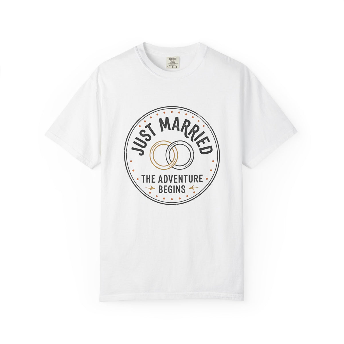 Just Married T-Shirt — The Adventure Begins Wedding Tee