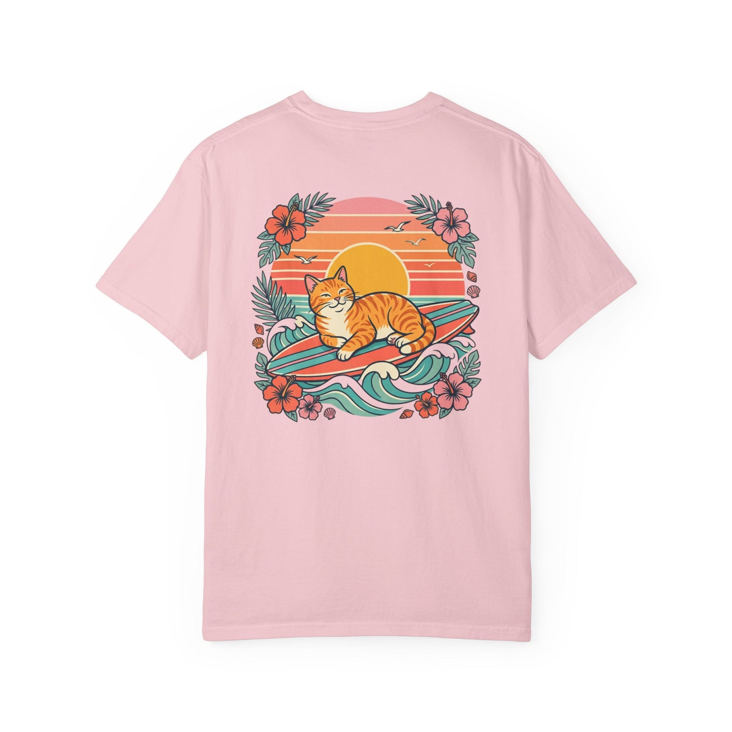 Cat Surfer & Sunshine | Coastal Graphic Tee