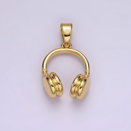 14K Gold Filled 25mm Music Headphones Minimalist Pendant | AH119