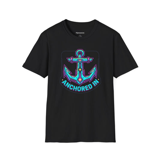 Anchored In — Neon Nautical Anchor Graphic Tee | Men's Crew Neck