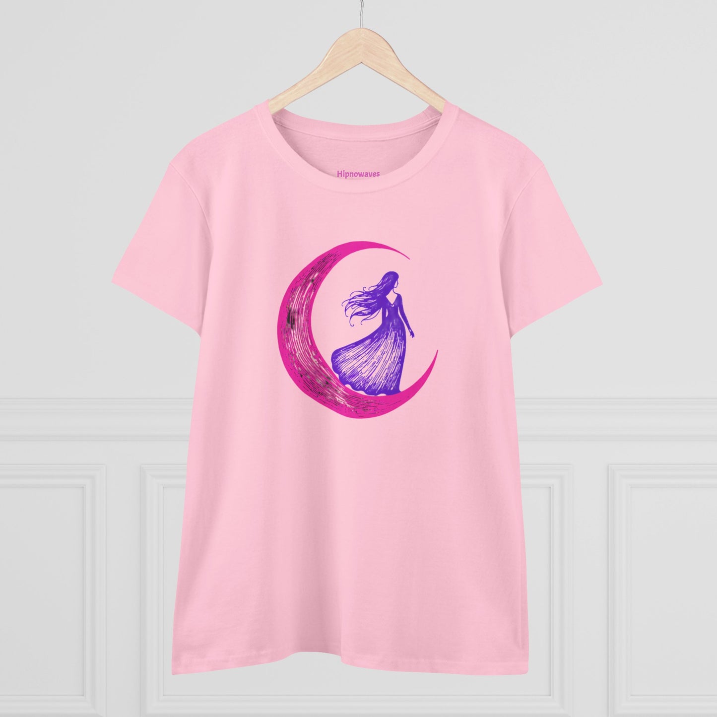 Moonlit Dance Women's Tee — Whimsical Crescent Moon & Dancing Woman Graphic