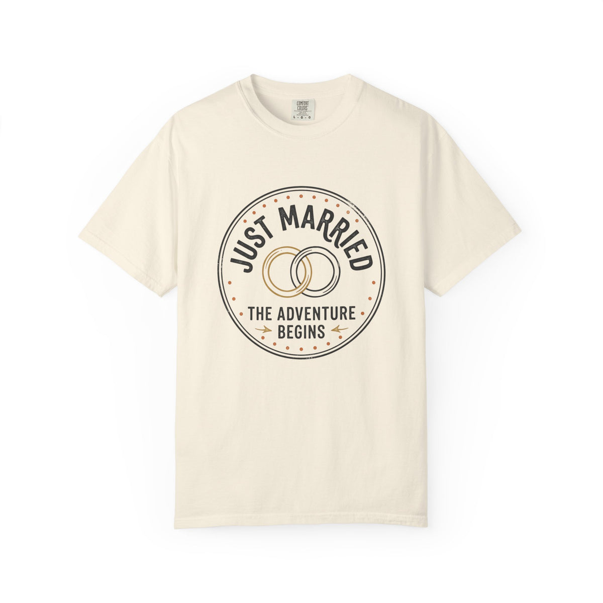 Just Married T-Shirt — The Adventure Begins Wedding Tee