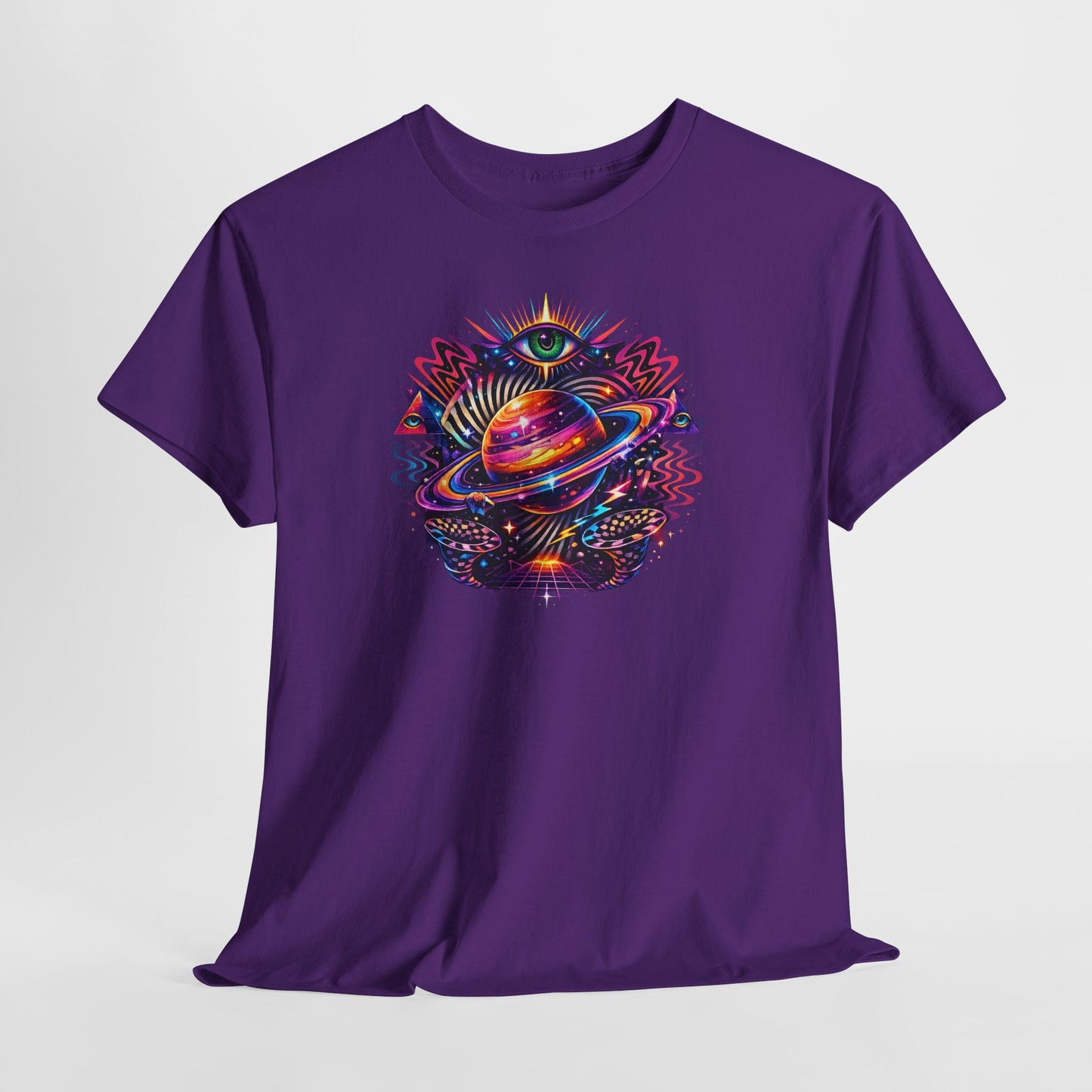 Cosmic Lotus Planet T‑Shirt — Psychedelic Saturn Graphic Tee