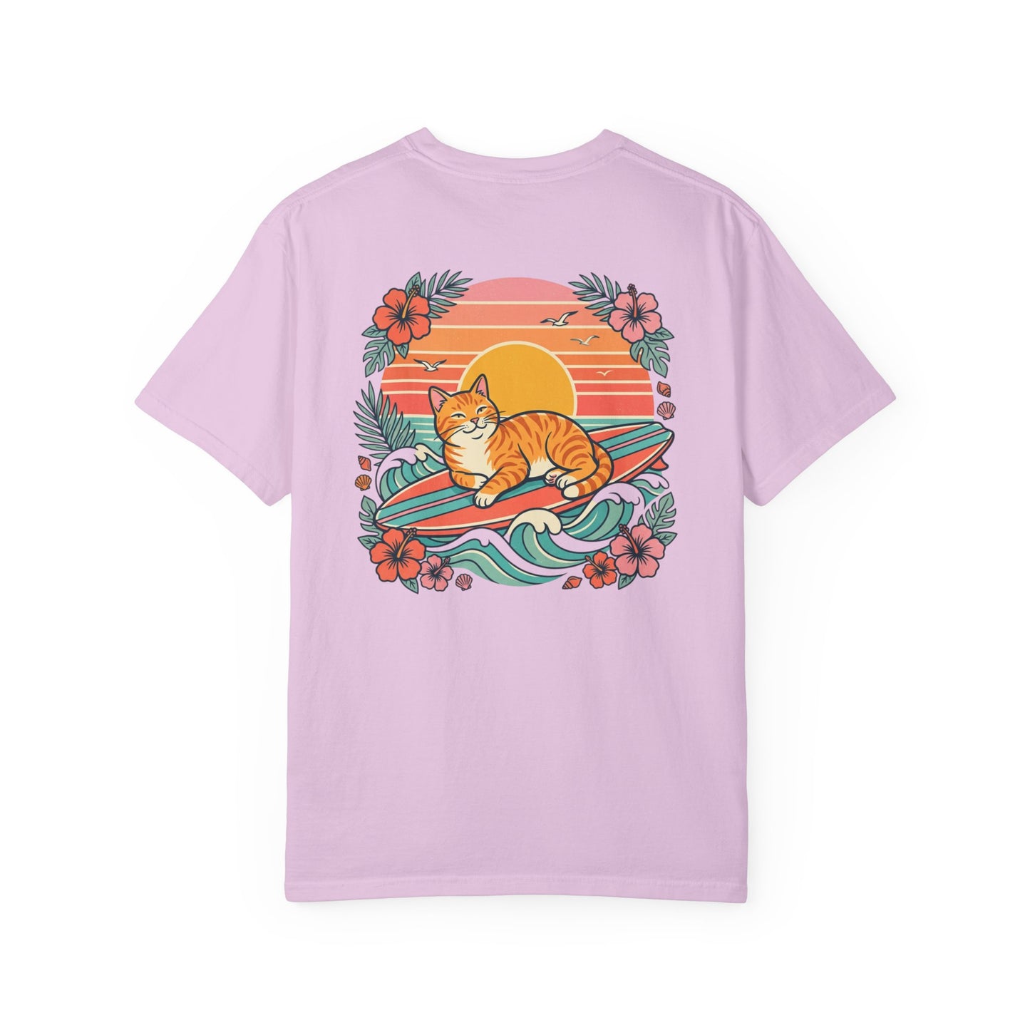 Cat Surfer & Sunshine | Coastal Graphic Tee
