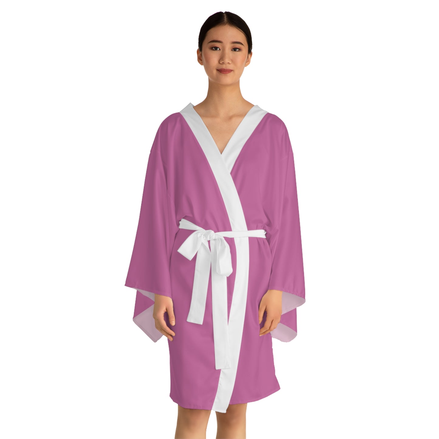 Wifey Kimono Robe — Pink Long Sleeve Bridal Lounge Wrap