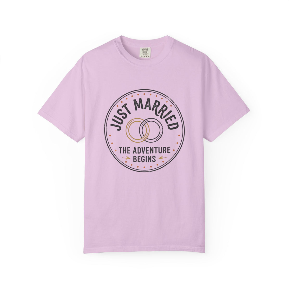 Just Married T-Shirt — The Adventure Begins Wedding Tee