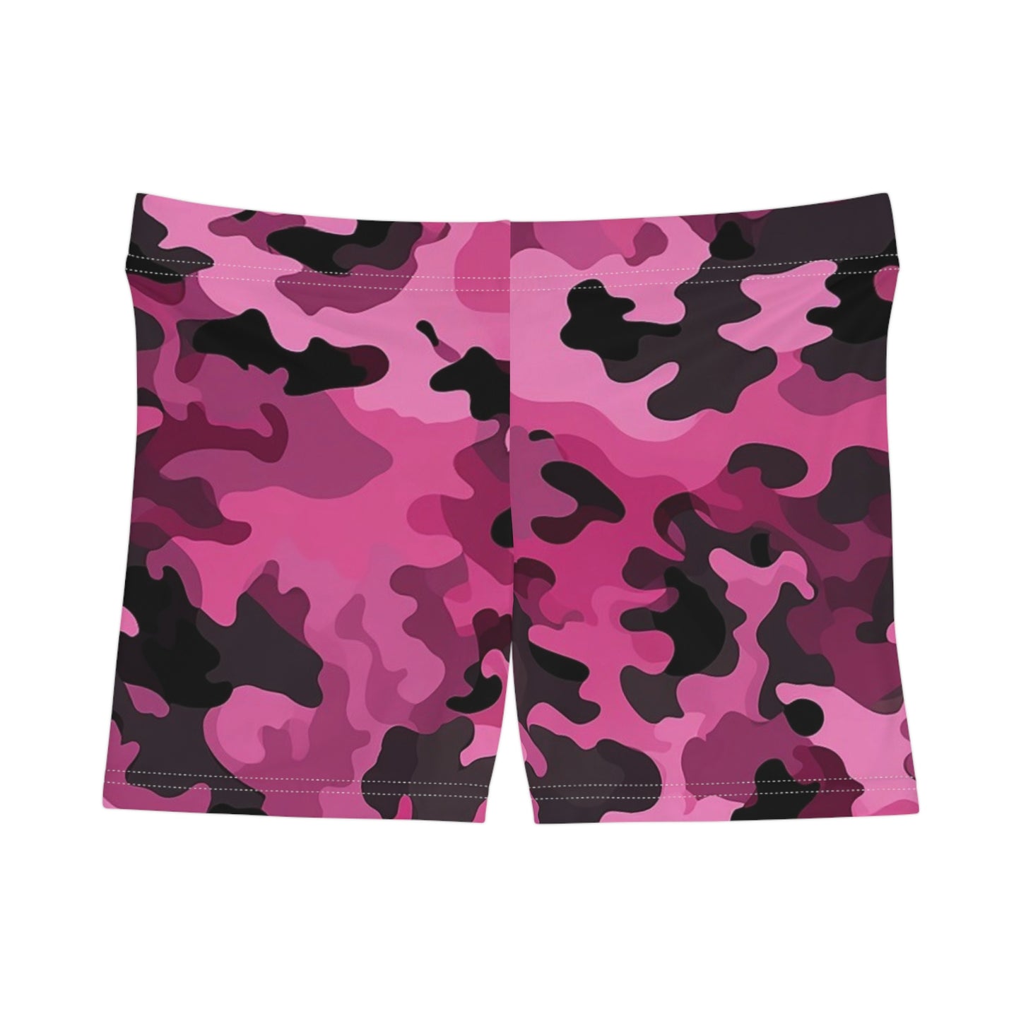 Pink Camouflage Women's Shorts — Camo Pattern Athletic Swim/Workout Shorts