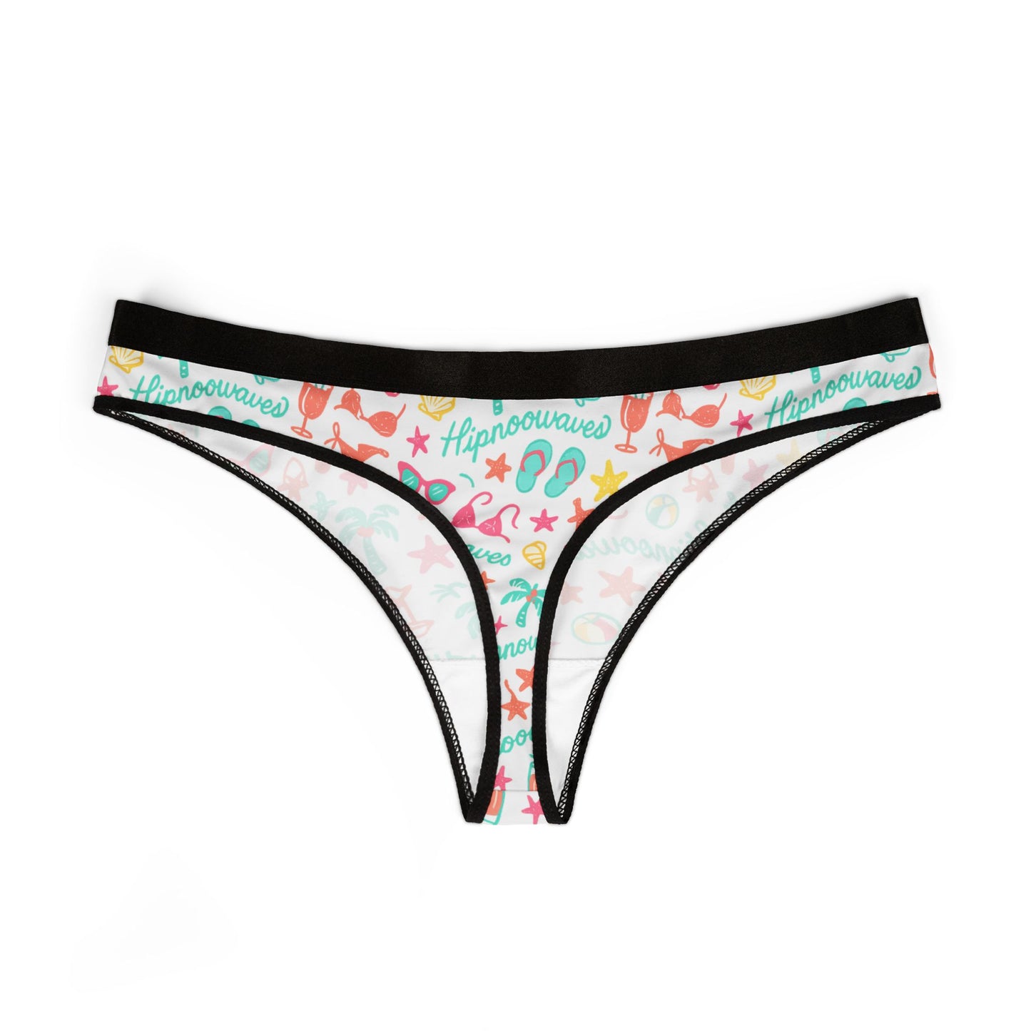 Fun Beach-Themed Women's Thongs | Cute Summer Lingerie, Vacation Essentials, Ocean-Inspired Underwear, Tropical Prints