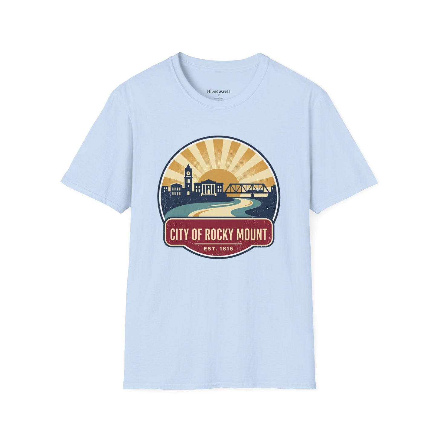 Rocky Mount Cityscape T-Shirt — "City of Rocky Mount" Retro Sunrise Tee