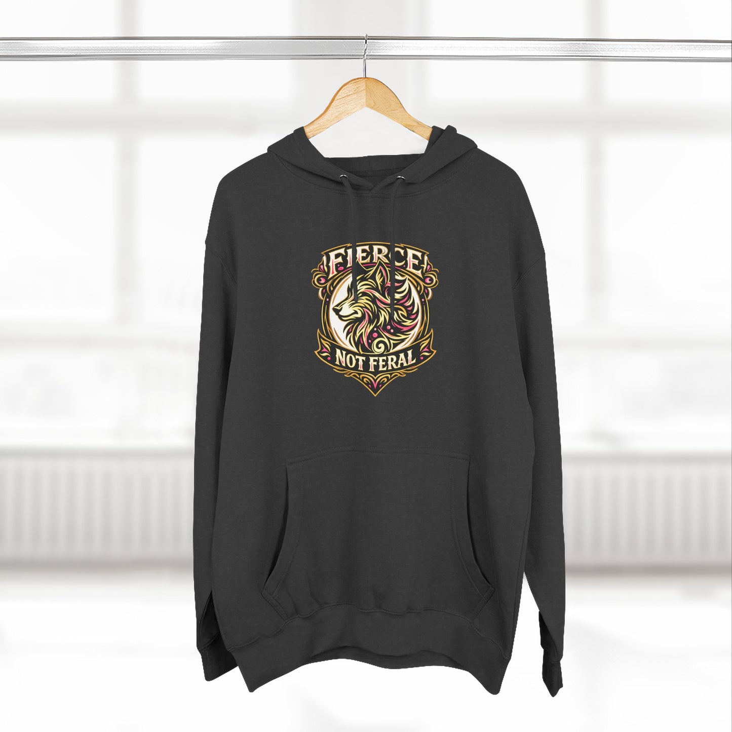 Fierce Not Feral Vintage Hoodie - Crest Graphic Pullover