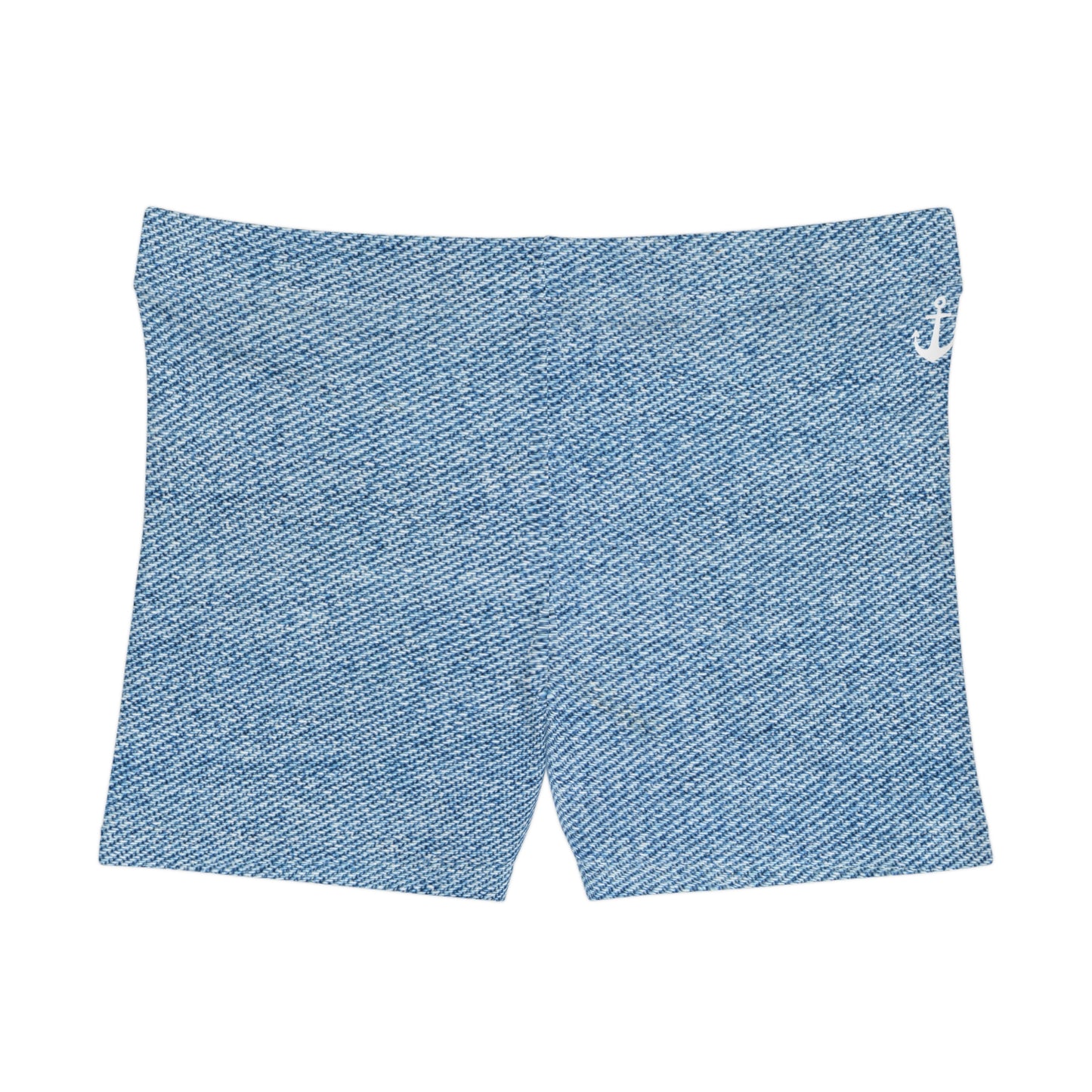 Denim Print Women's Shorts — Nautical Anchor Accent