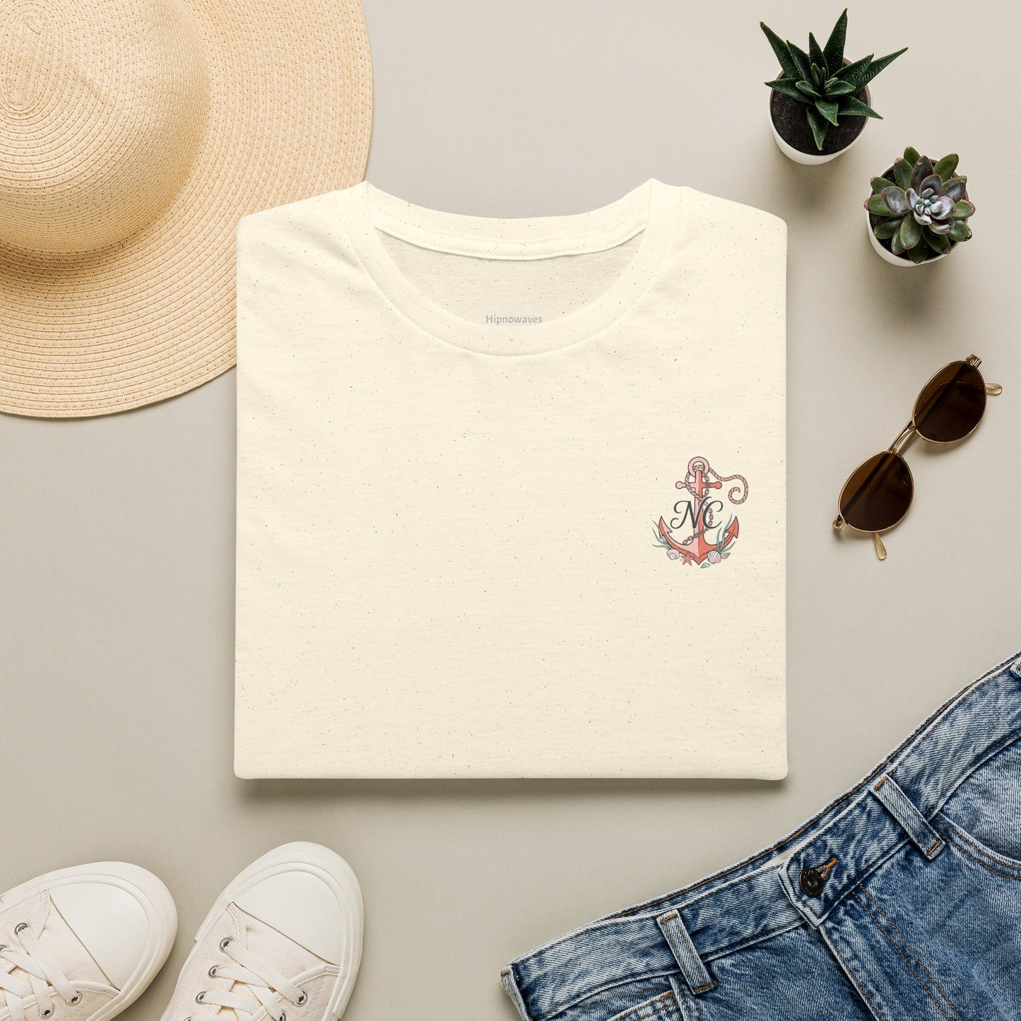 Anchor Monogram T-Shirt — Nautical Initials Beach Tee