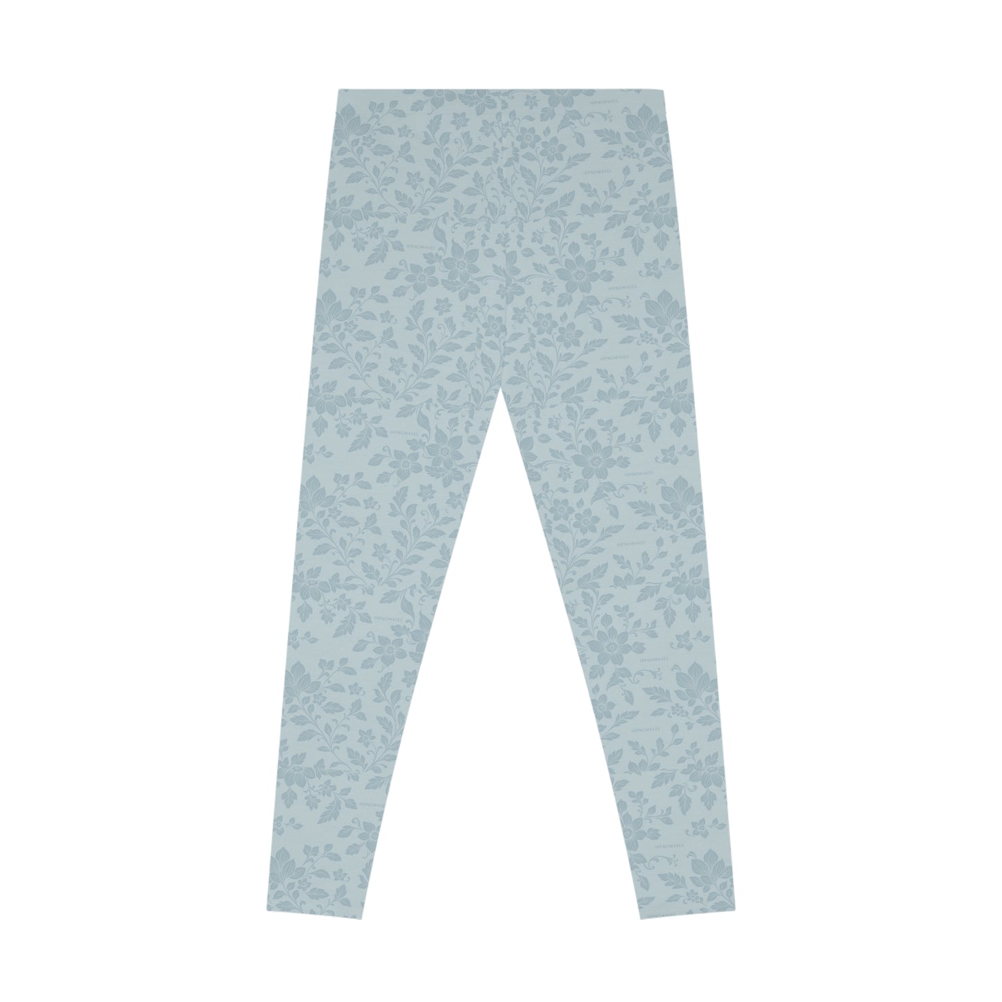 Blue Floral Pattern Leggings — All-Over Print Stretchy Yoga Leggings