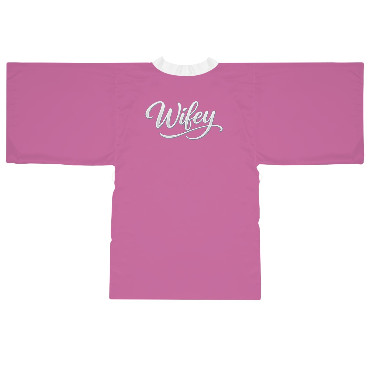 Wifey Kimono Robe — Pink Long Sleeve Bridal Lounge Wrap