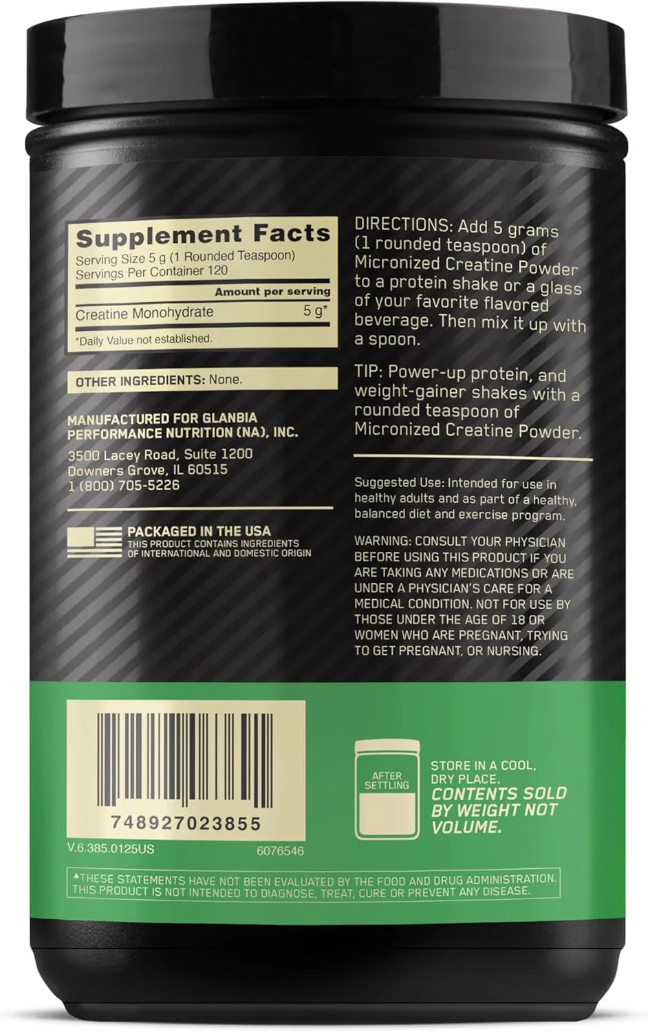 Optimum Nutrition Micronized Creatine Powder – 300g, 60 Servings