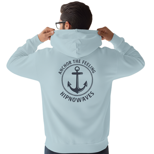 Anchor The Feeling Hoodie — Nautical Anchor Graphic Fleece Pullover