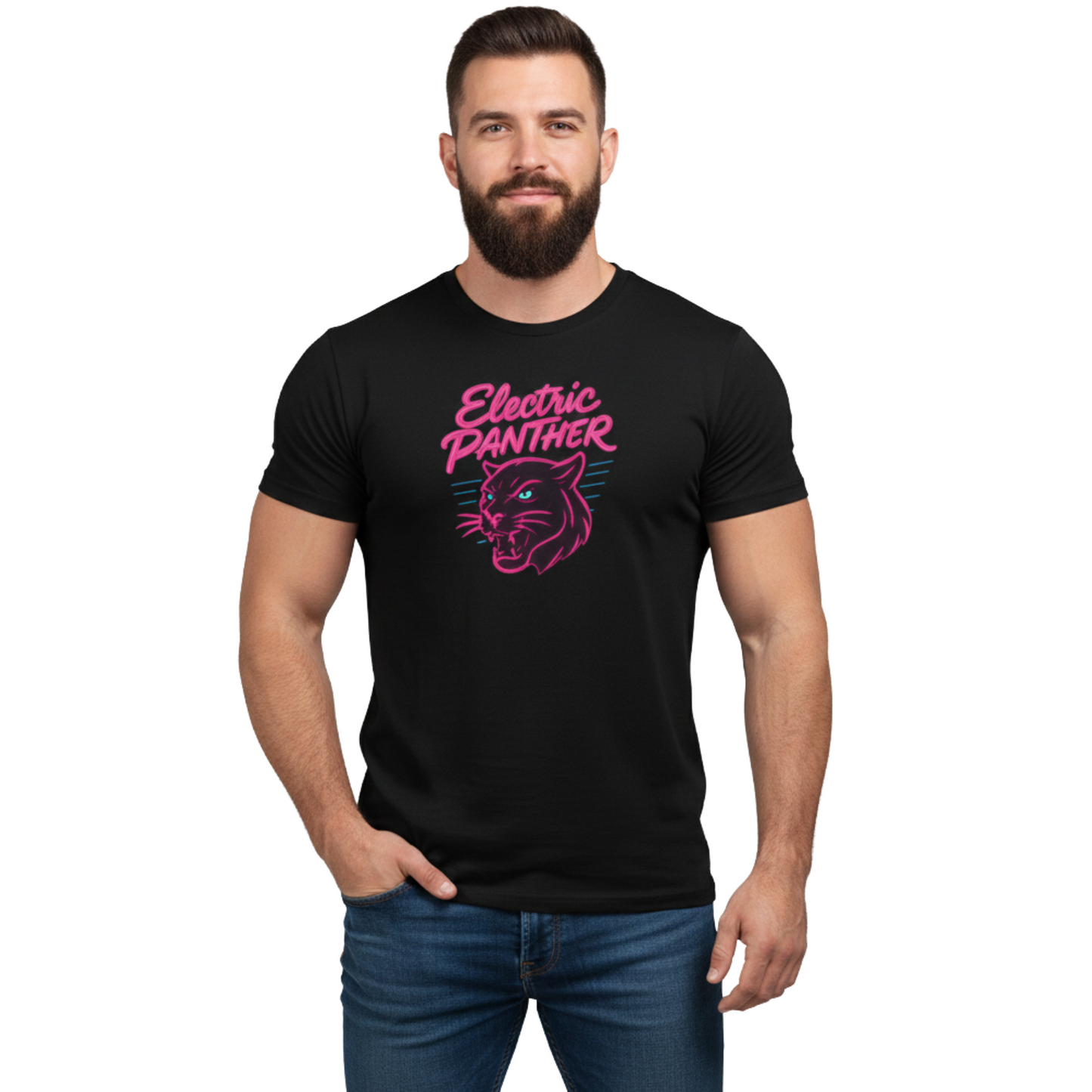 Electric Panther T-Shirt — Retro Neon Panther Graphic Tee