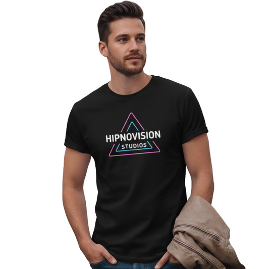 Hipnovision Neon Triangle T-Shirt — Pastel Pink & Blue Geometric Tee