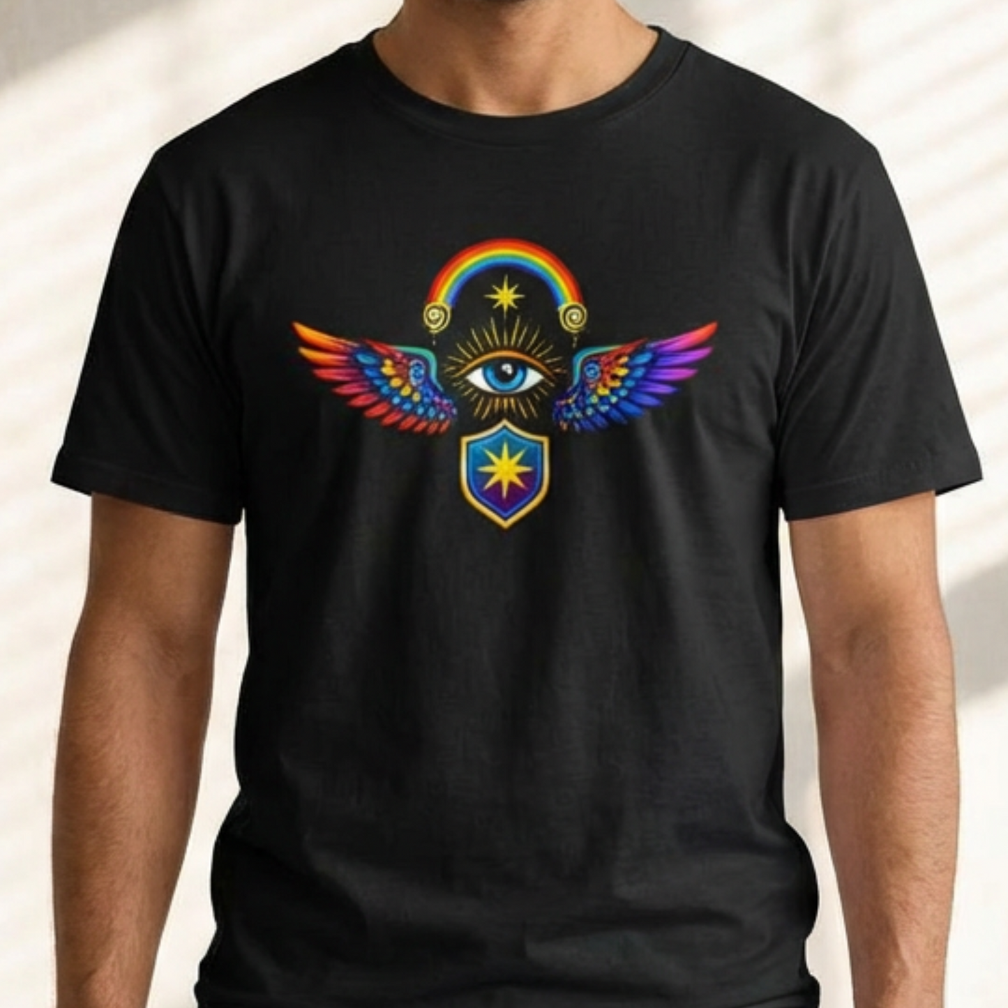Mystic Rainbow Eye T-Shirt - Garment Dyed Drop Shoulder Tee