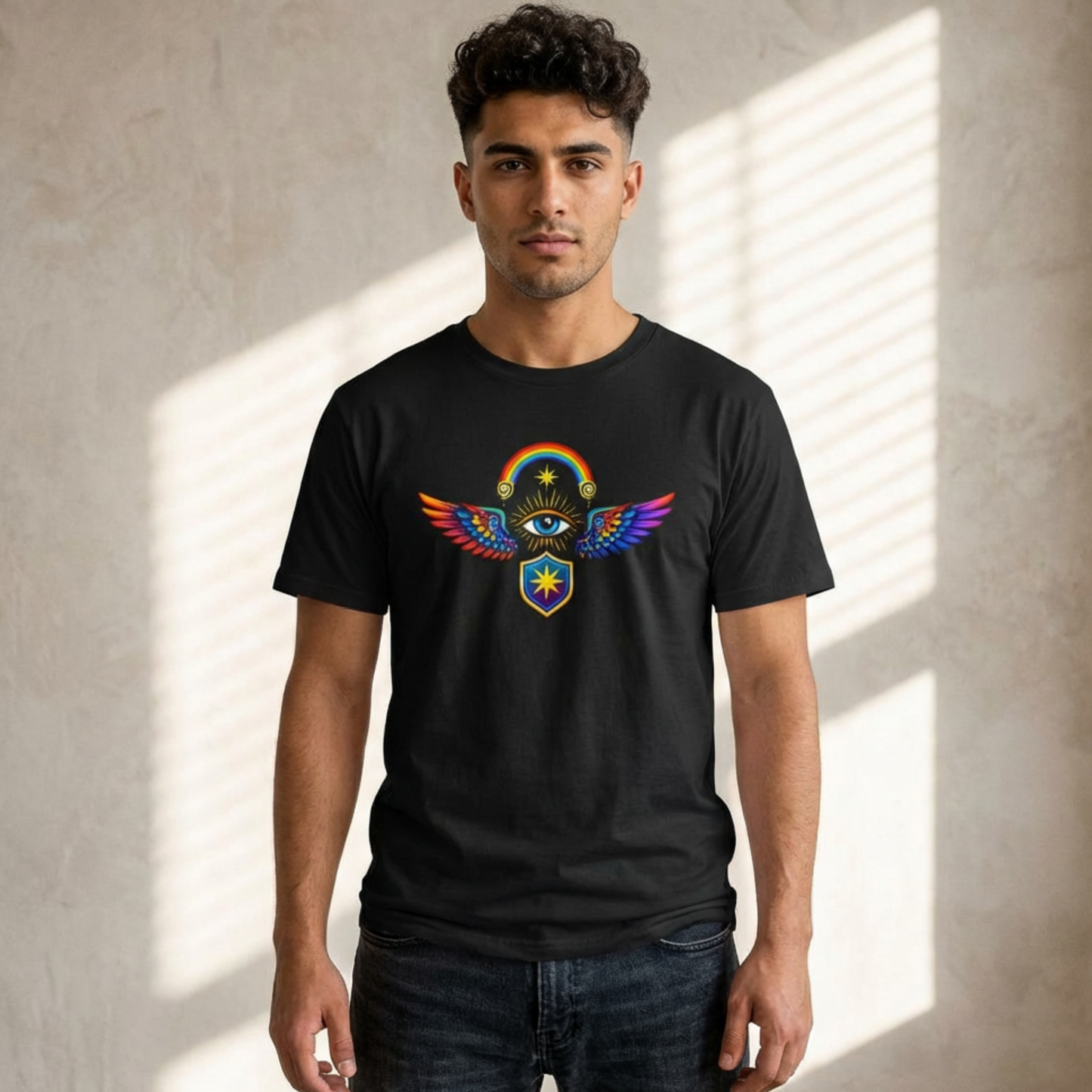 Mystic Rainbow Eye T-Shirt - Garment Dyed Drop Shoulder Tee