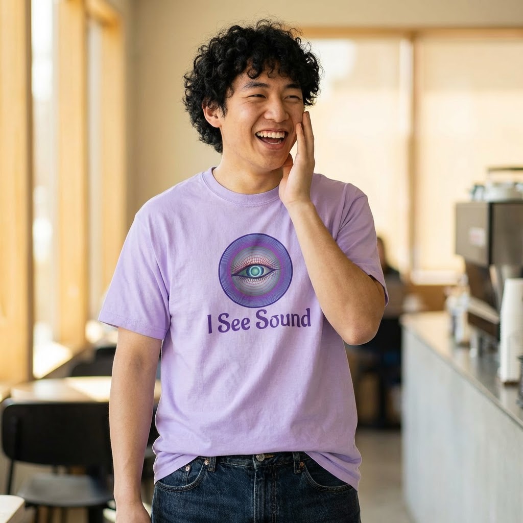 Vibrant Graphic T-Shirt, I See Sound Tee, Unisex Cotton Top, Music Lover Gift, Festival Wear, Colorful Casual Wear