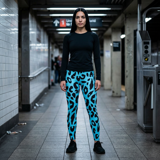 Turquoise Leopard Leggings — Bold Animal Print, High-Contrast Activewear