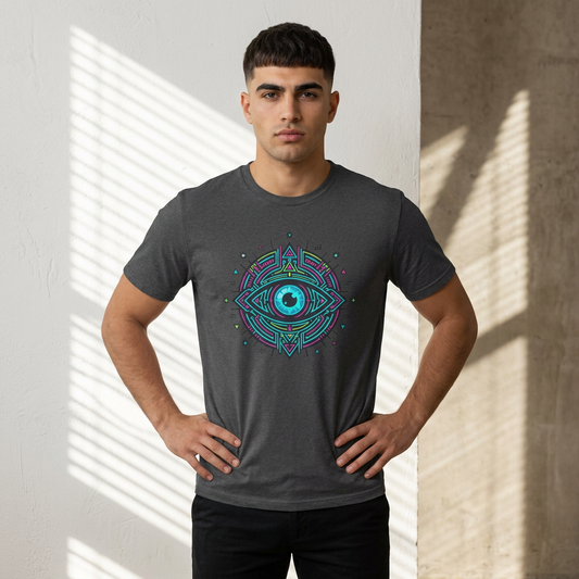 Mystic Third Eye T-Shirt — Neon Geometric Spiritual Graphic Tee