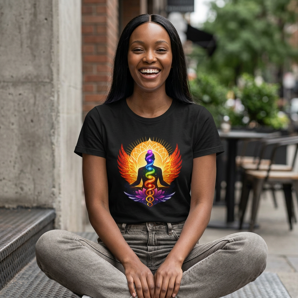Chakra Meditation Tee — Rainbow Yoga Lotus Shirt