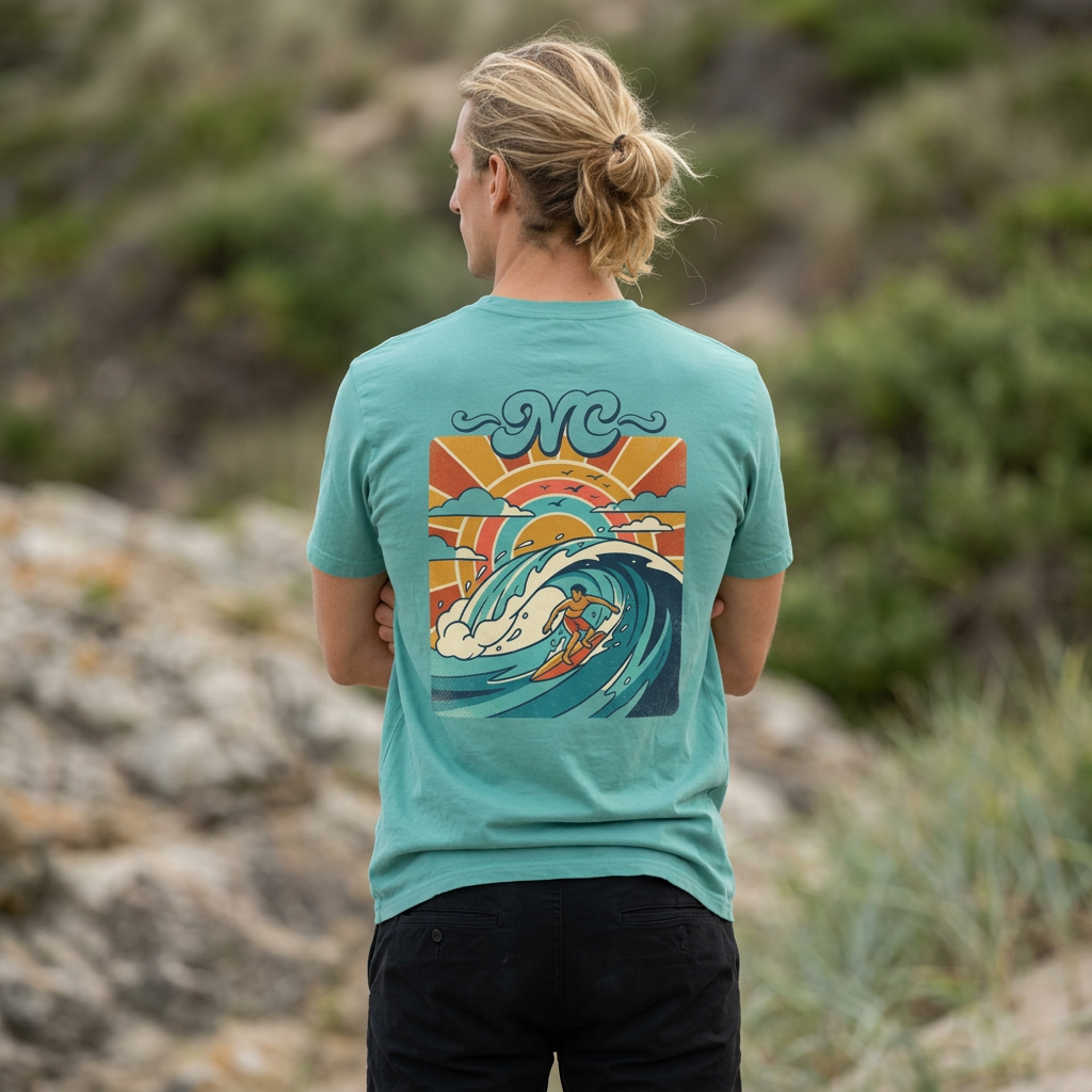 NC Surf Wave Graphic T-Shirt | Retro Coastal Tee