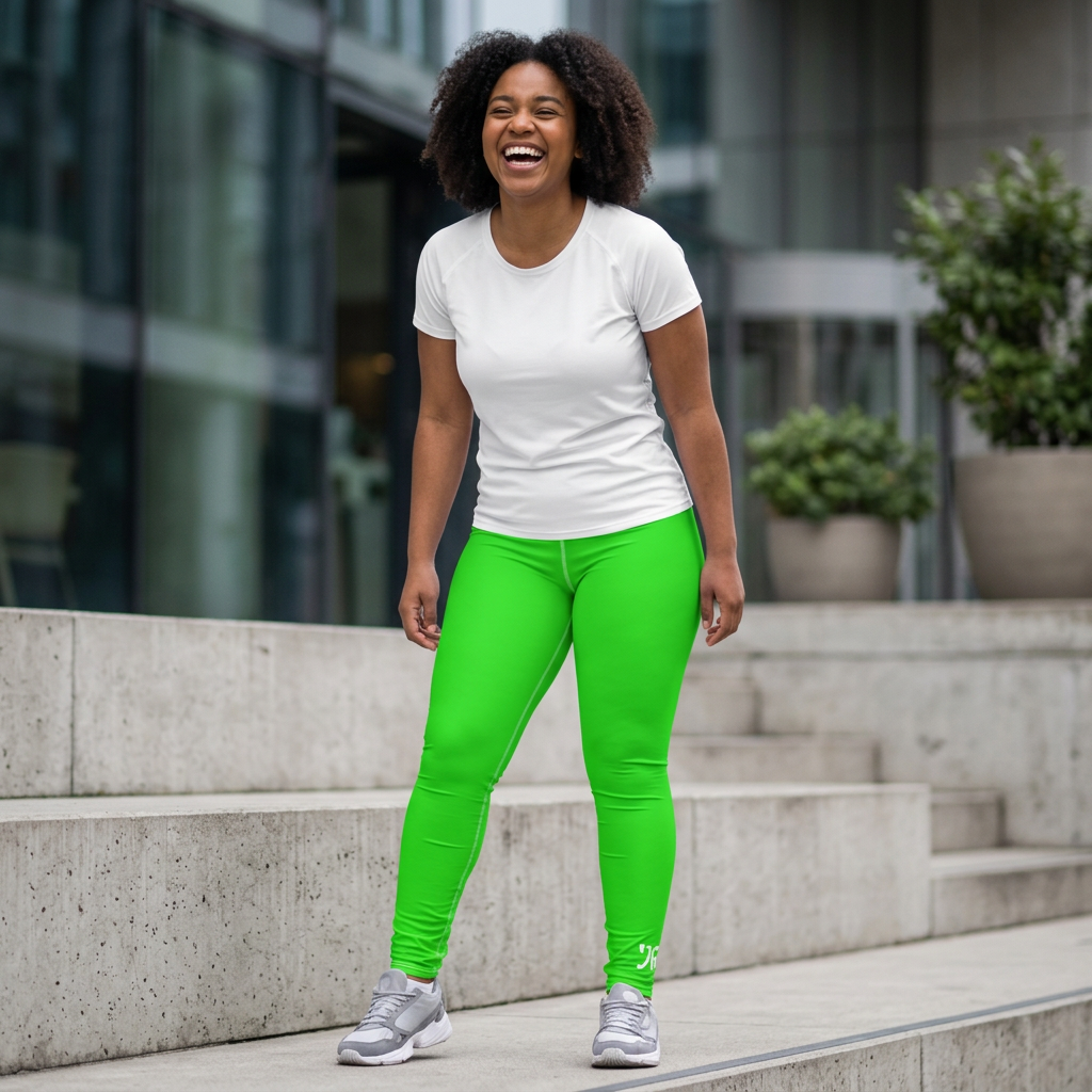 Neon Green Women's Leggings — High-Comfort Casual AOP Legging