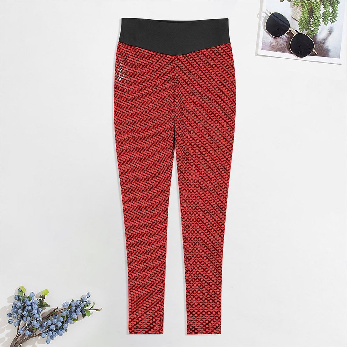 Custom Printed Honeycomb Textured Yoga Pants for Women (All-Over Printing)