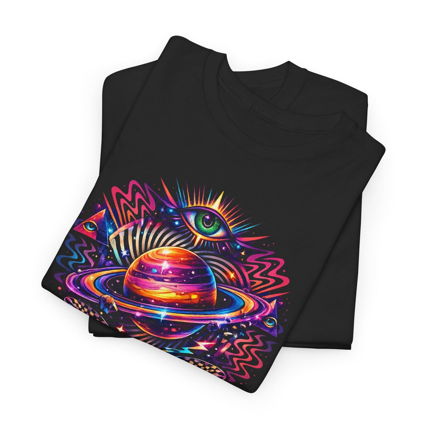 Cosmic Lotus Planet T‑Shirt — Psychedelic Saturn Graphic Tee