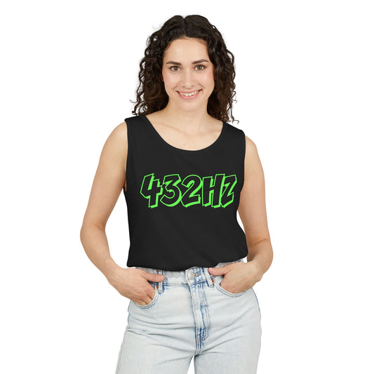 432HZ Unisex Garment-Dyed Tank Top, Relaxed Summer Wear, Music Lover Gift, Festival Outfit, Mindfulness Apparel, Unisex Top