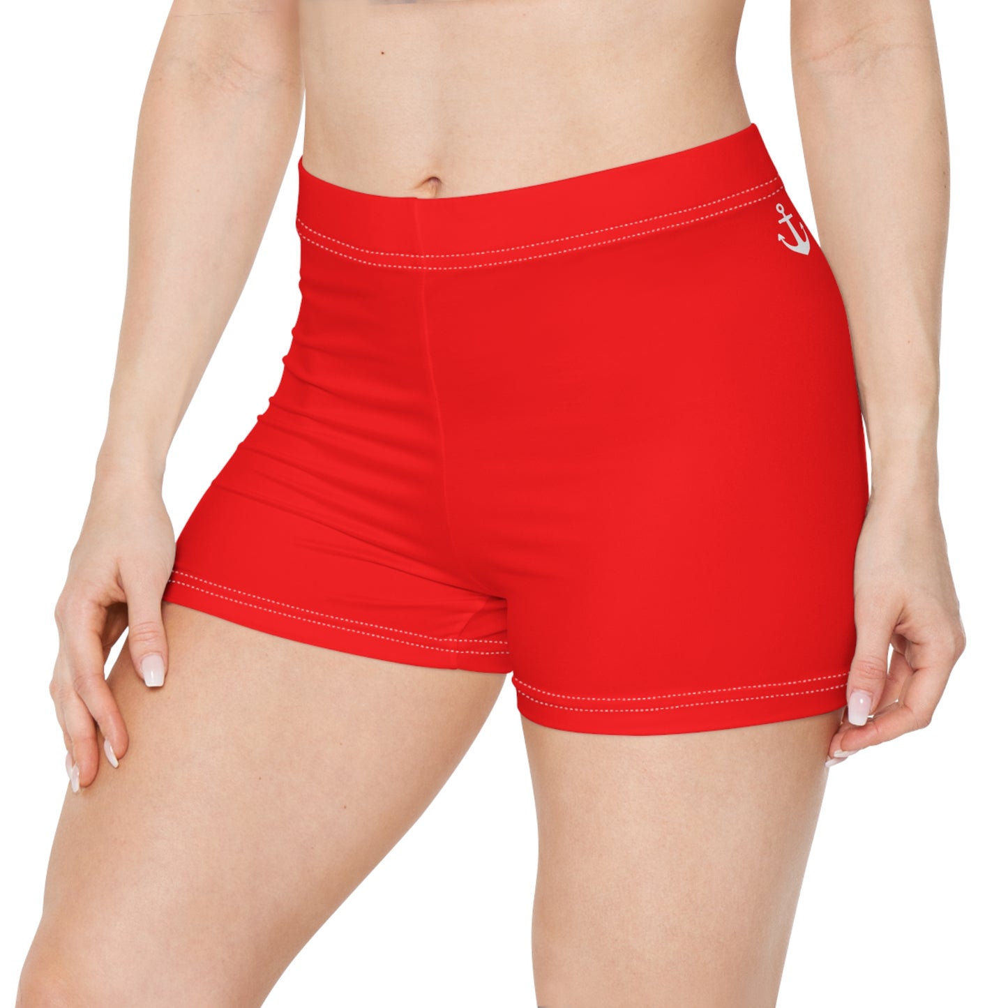 Red Anchor Women's Shorts — Nautical Swim/Activewear