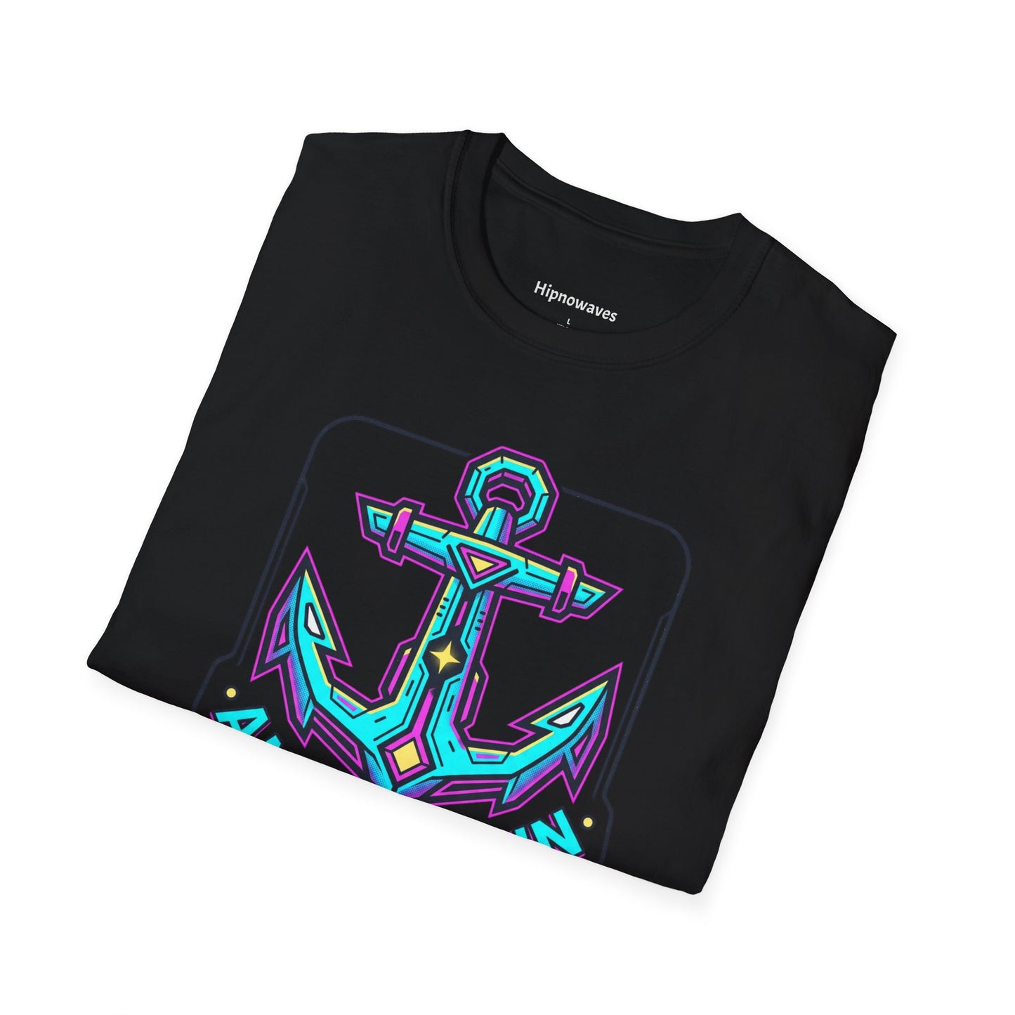 Anchored In — Neon Nautical Anchor Graphic Tee | Men's Crew Neck