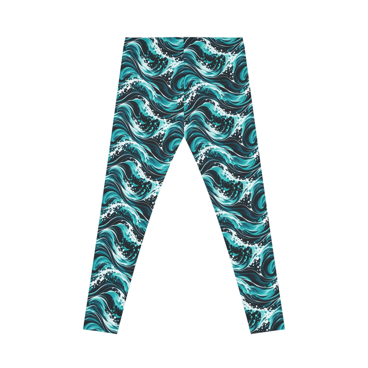Wave Print Leggings — Teal Ocean All-Over Print Women's Leggings