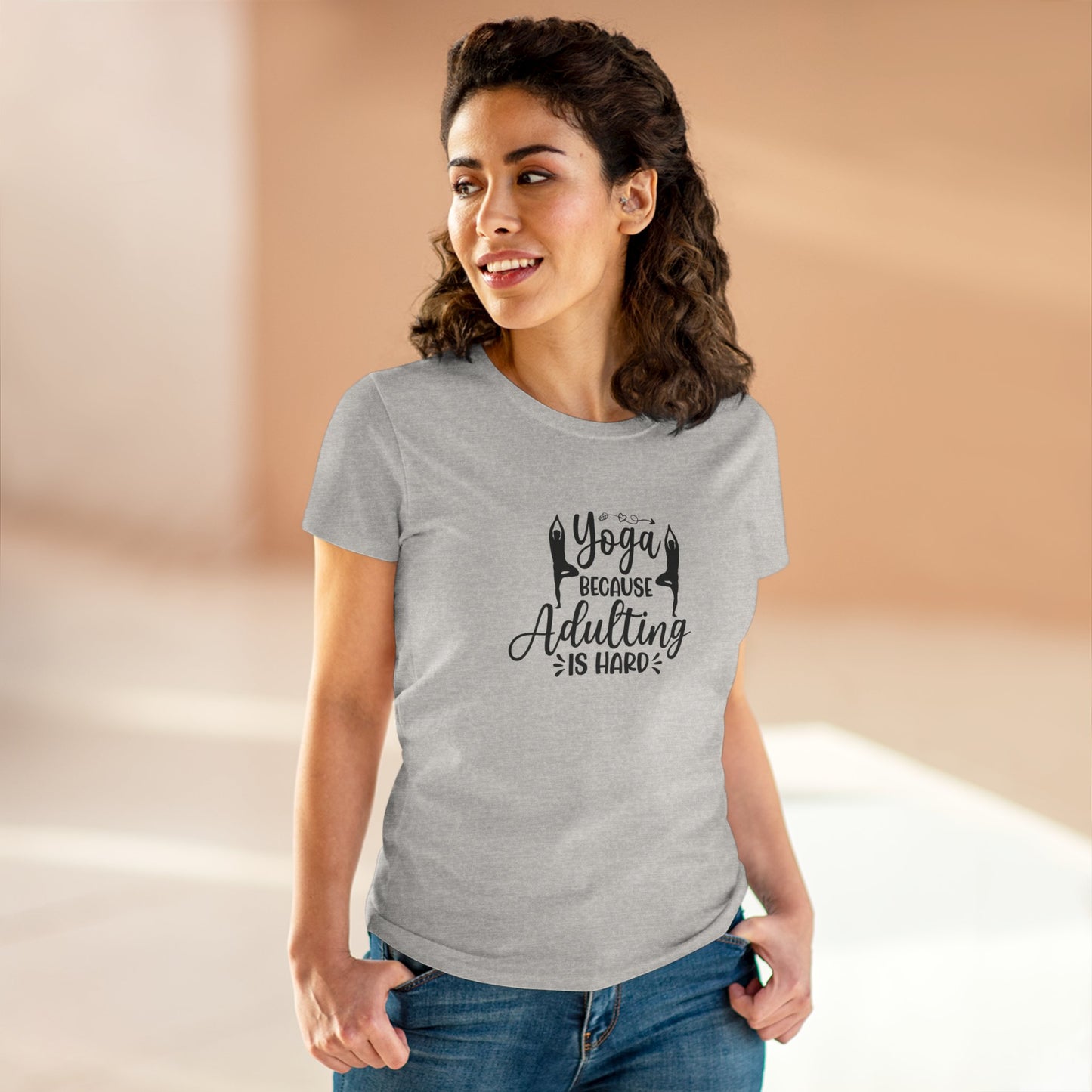 Yoga Because Adulting Is Hard Tee — Women's Yoga Graphic T-Shirt