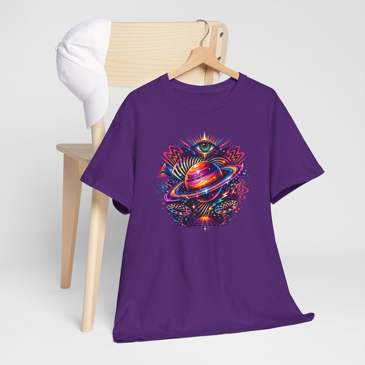 Cosmic Lotus Planet T‑Shirt — Psychedelic Saturn Graphic Tee